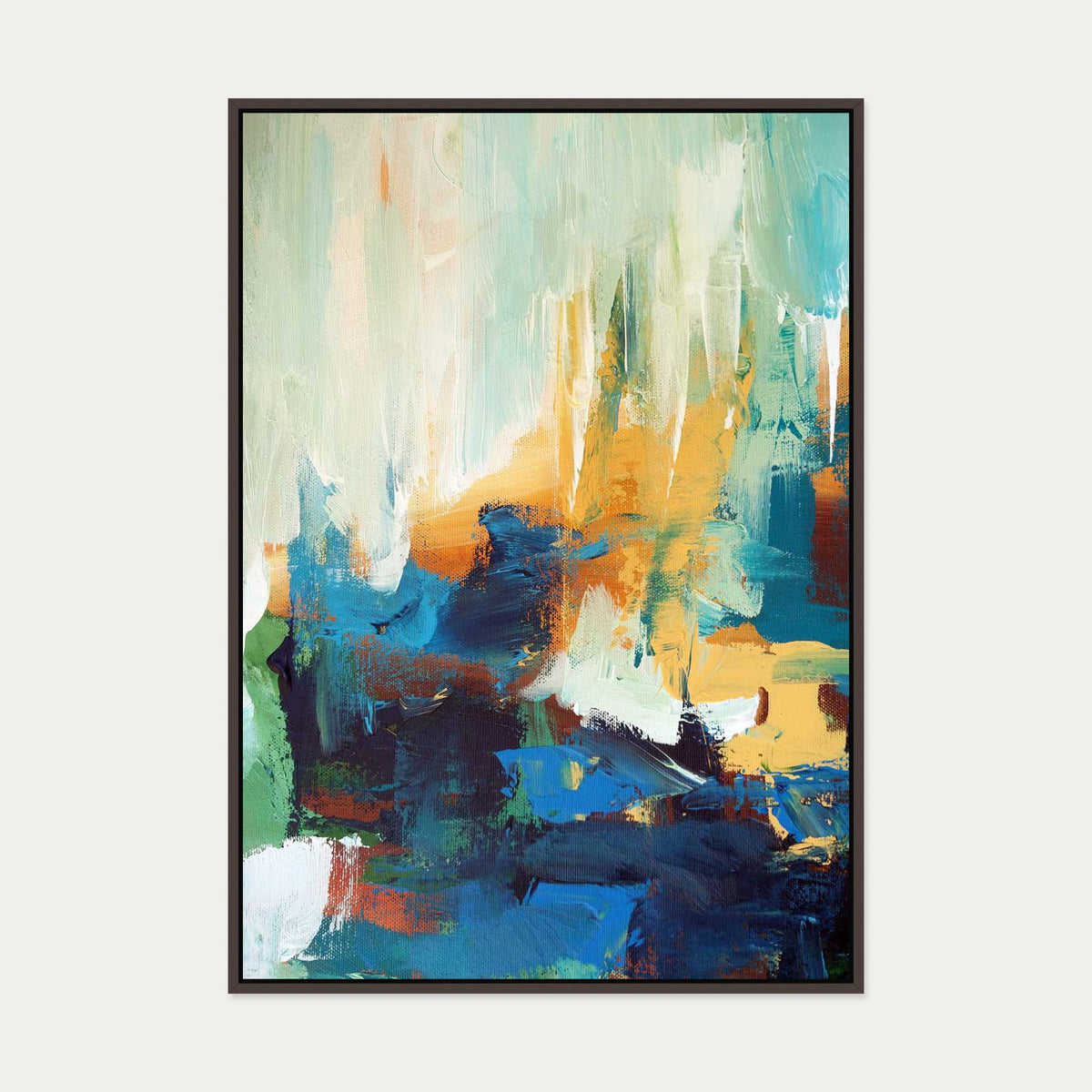 Colour Block 5 Canvas Art — 70 x 100 cm — Brown Frame