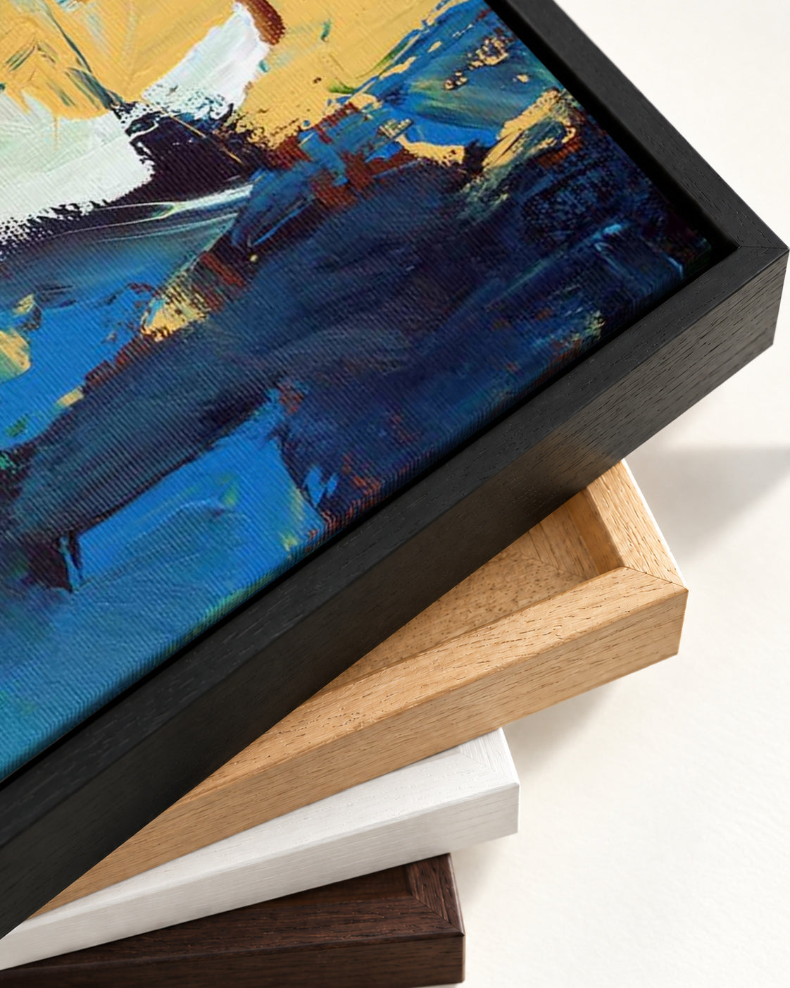 Colour Block 5 Canvas Art — framed canvas corner and wrapped canvas detail