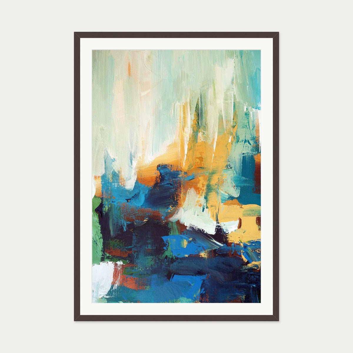 Colour Block 5 Art Print — 70 x 100 cm — Brown Frame