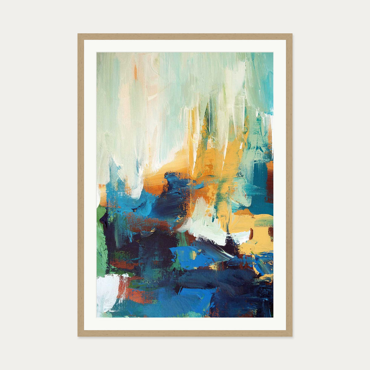 Colour Block 5 Art Print — 70 x 100 cm — Oak Frame