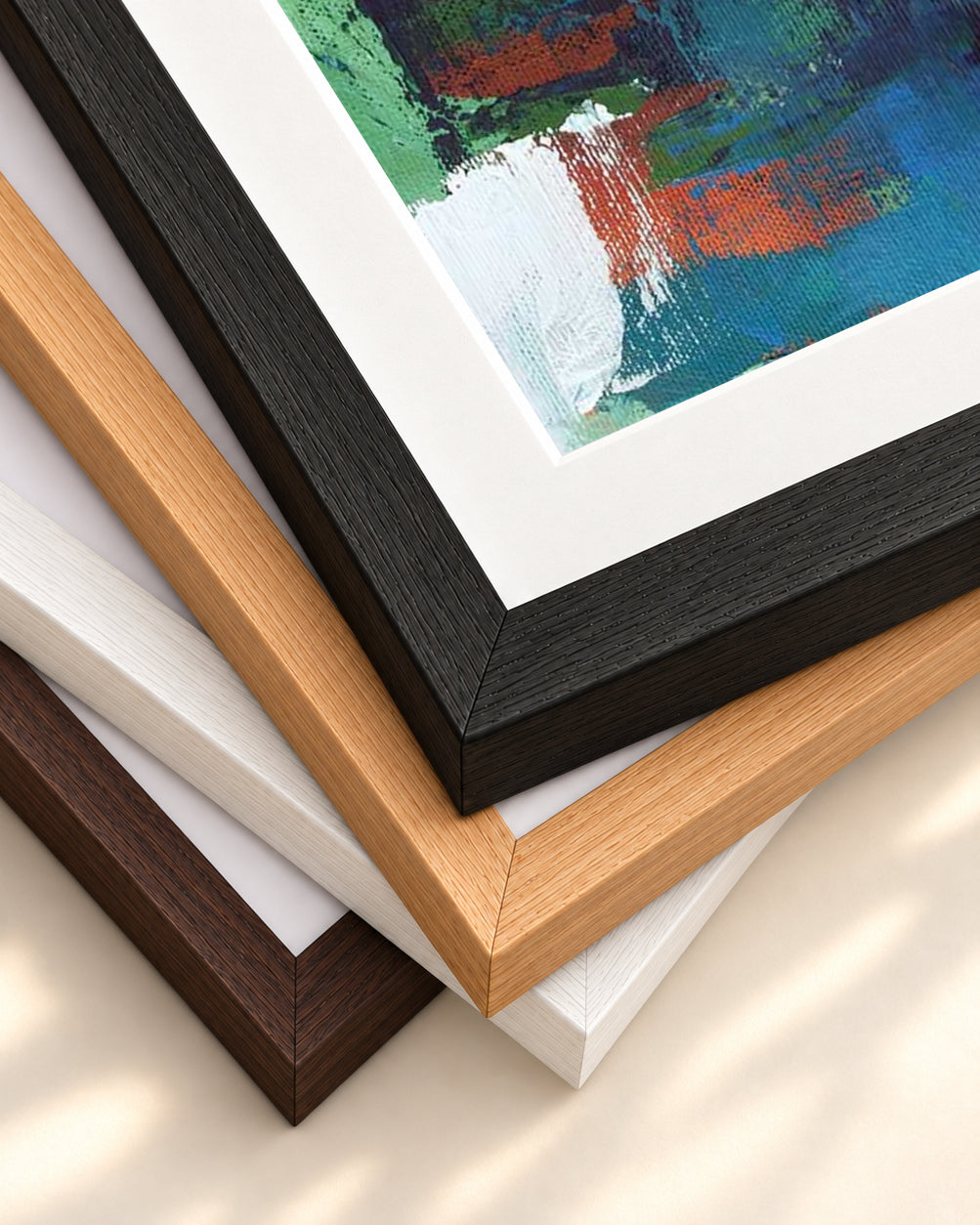 Colour Block 5 Art Print — framed print corner with 5 cm mount and bevel