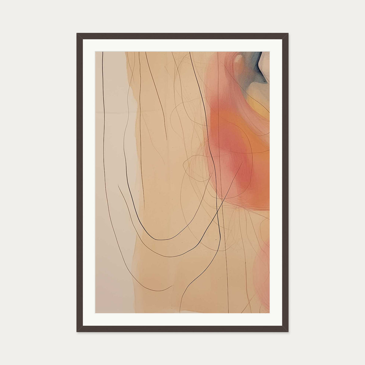 Colour Flow Art Print — 70 x 100 cm — Brown Frame
