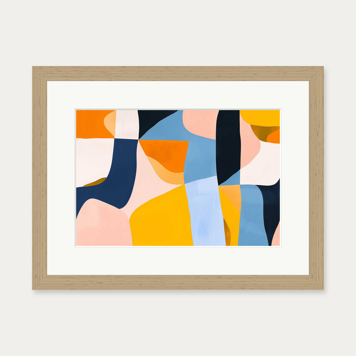 Colourful Geometric Art Print — 30 x 40 cm — Oak Frame
