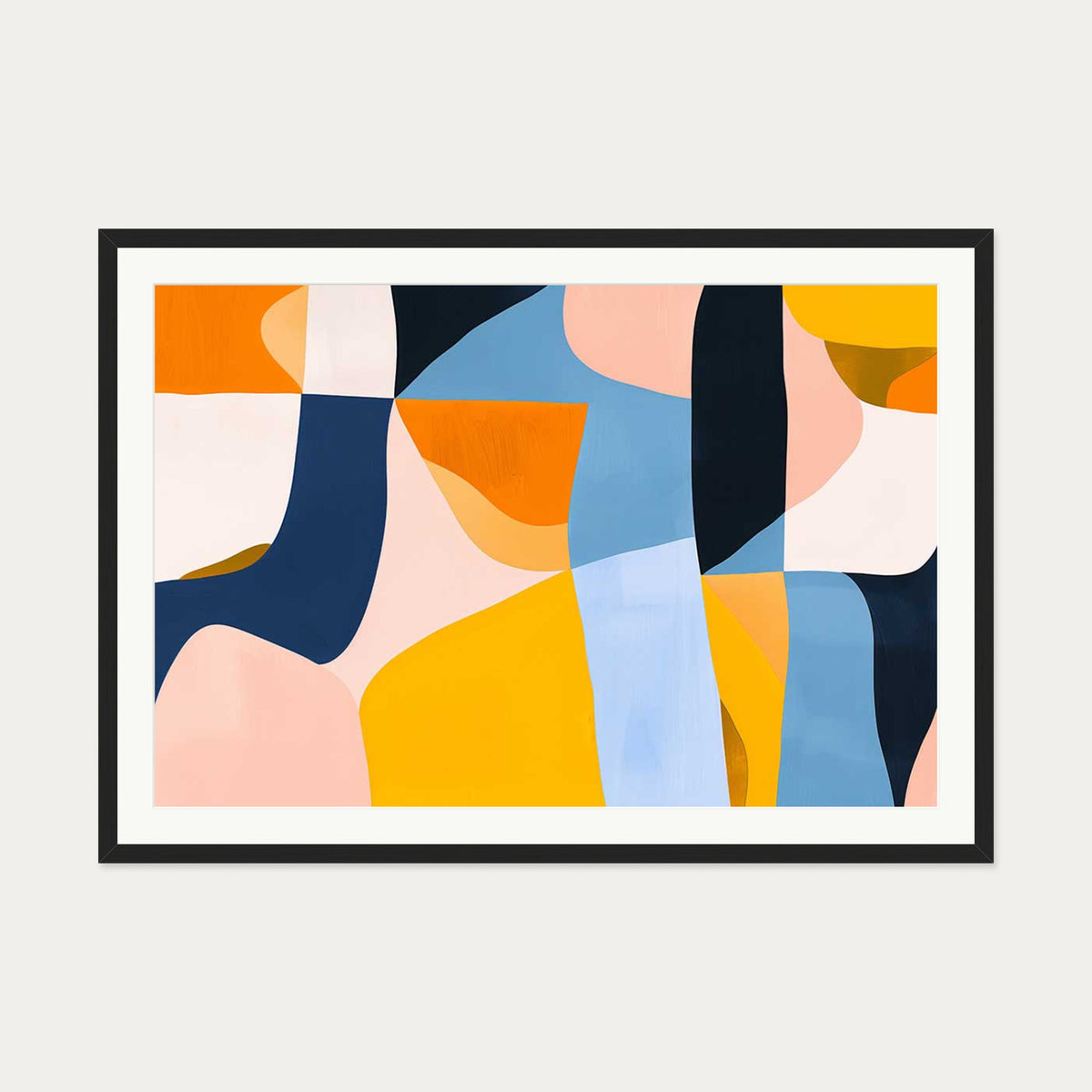 Colourful Geometric Art Print — 70 x 100 cm — Black Frame