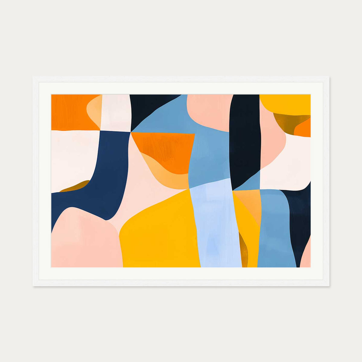 Colourful Geometric Art Print — 70 x 100 cm — White Frame