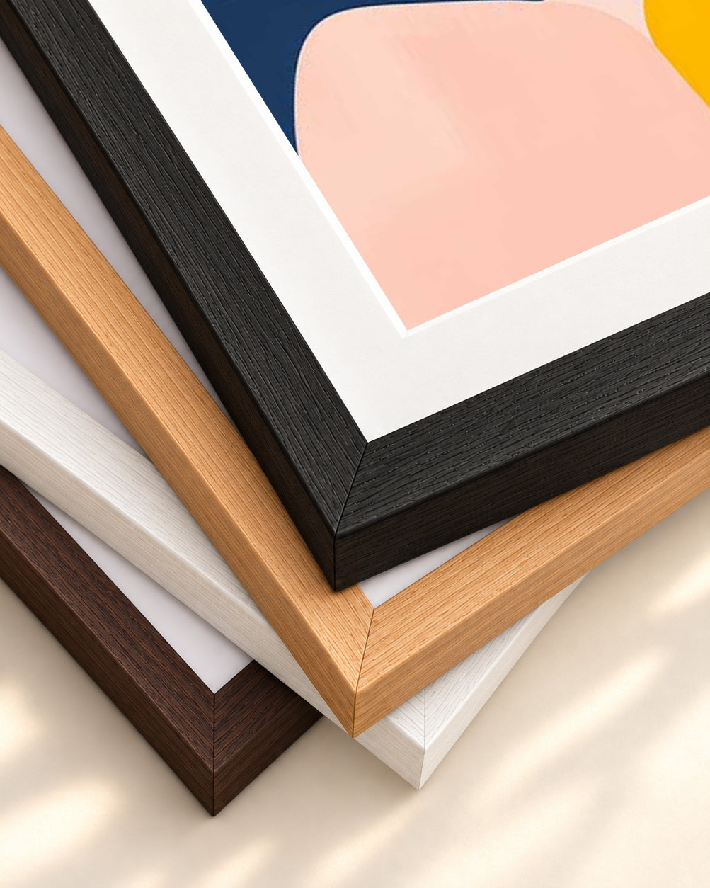 Colourful Geometric Art Print — framed print corner with 5 cm mount and bevel