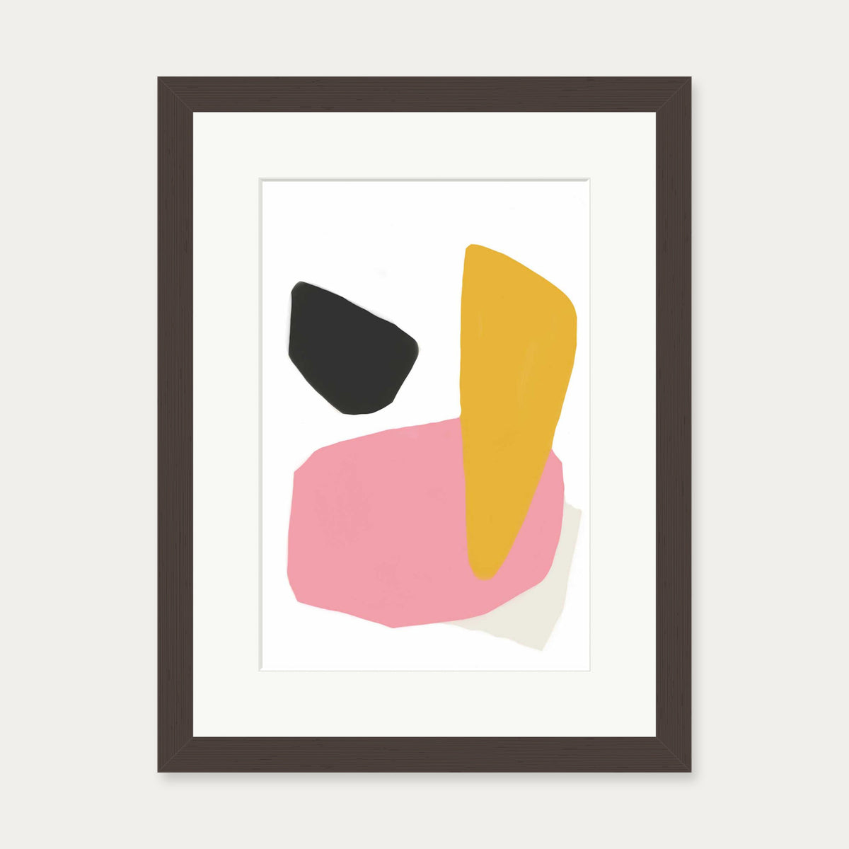 Colourful Shapes Art Print — 30 x 40 cm — Brown Frame