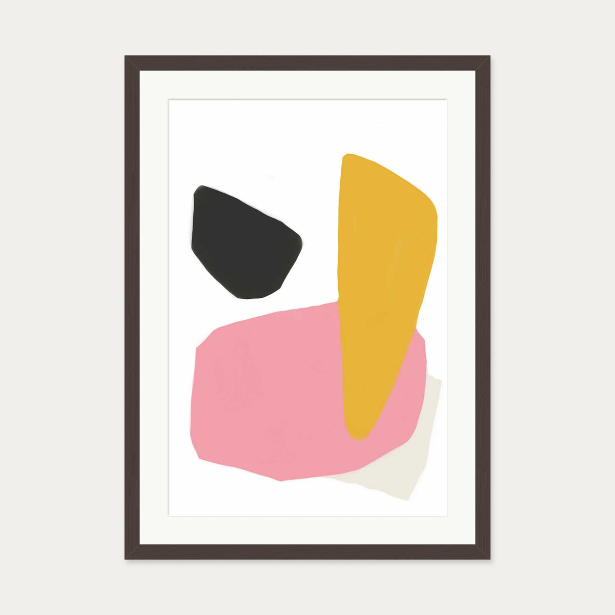 Colourful Shapes Art Print — 50 x 70 cm — Brown Frame