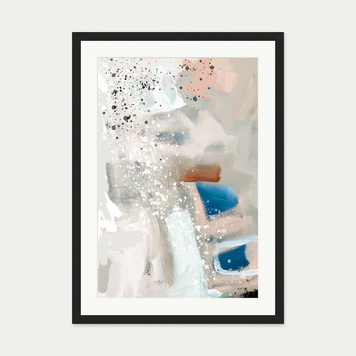 Contemporary Beige Art Print — 50 x 70 cm — Black Frame