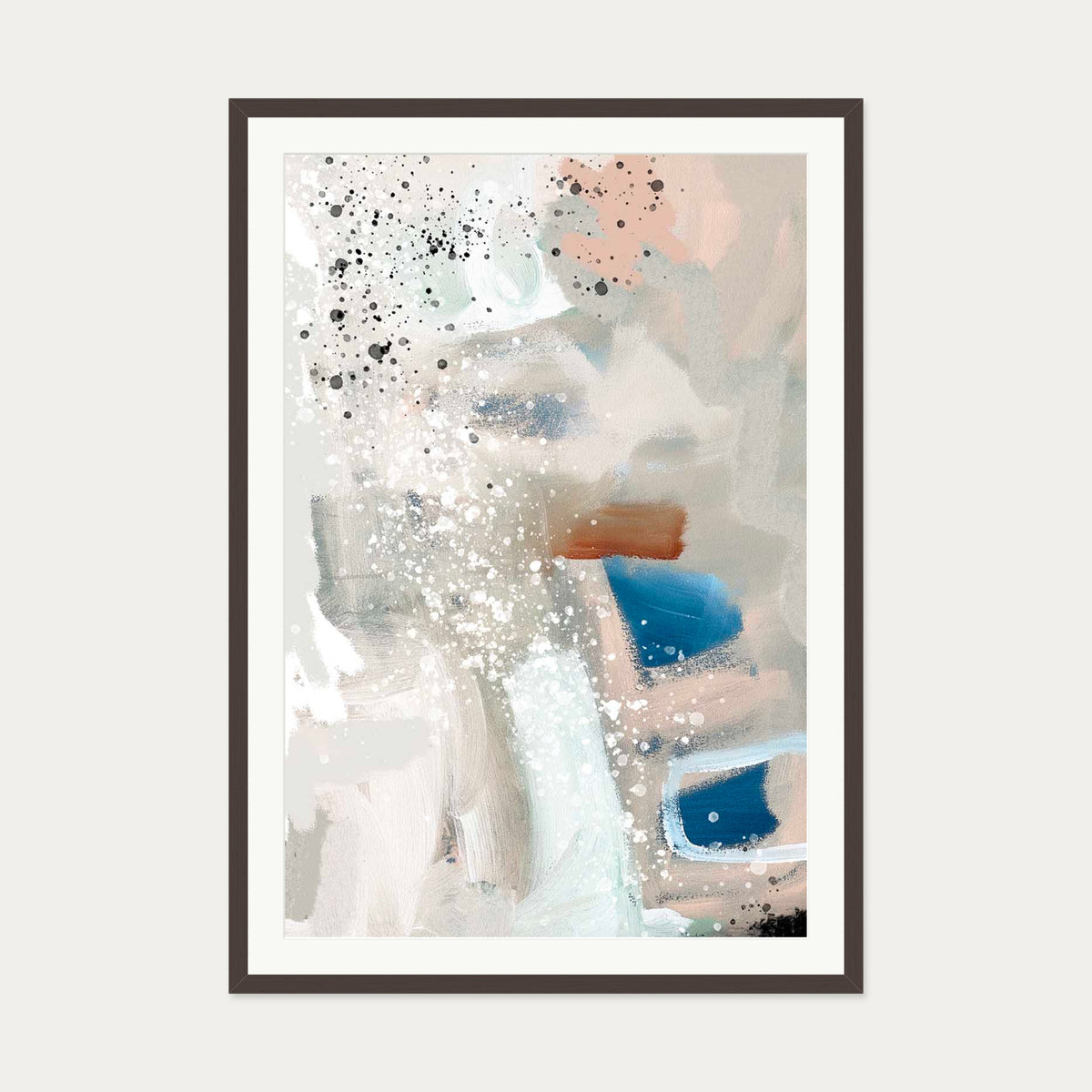 Contemporary Beige Art Print — 70 x 100 cm — Brown Frame