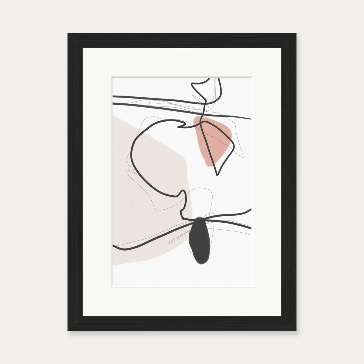 Contemporary Drawing Art Print — 30 x 40 cm — Black Frame