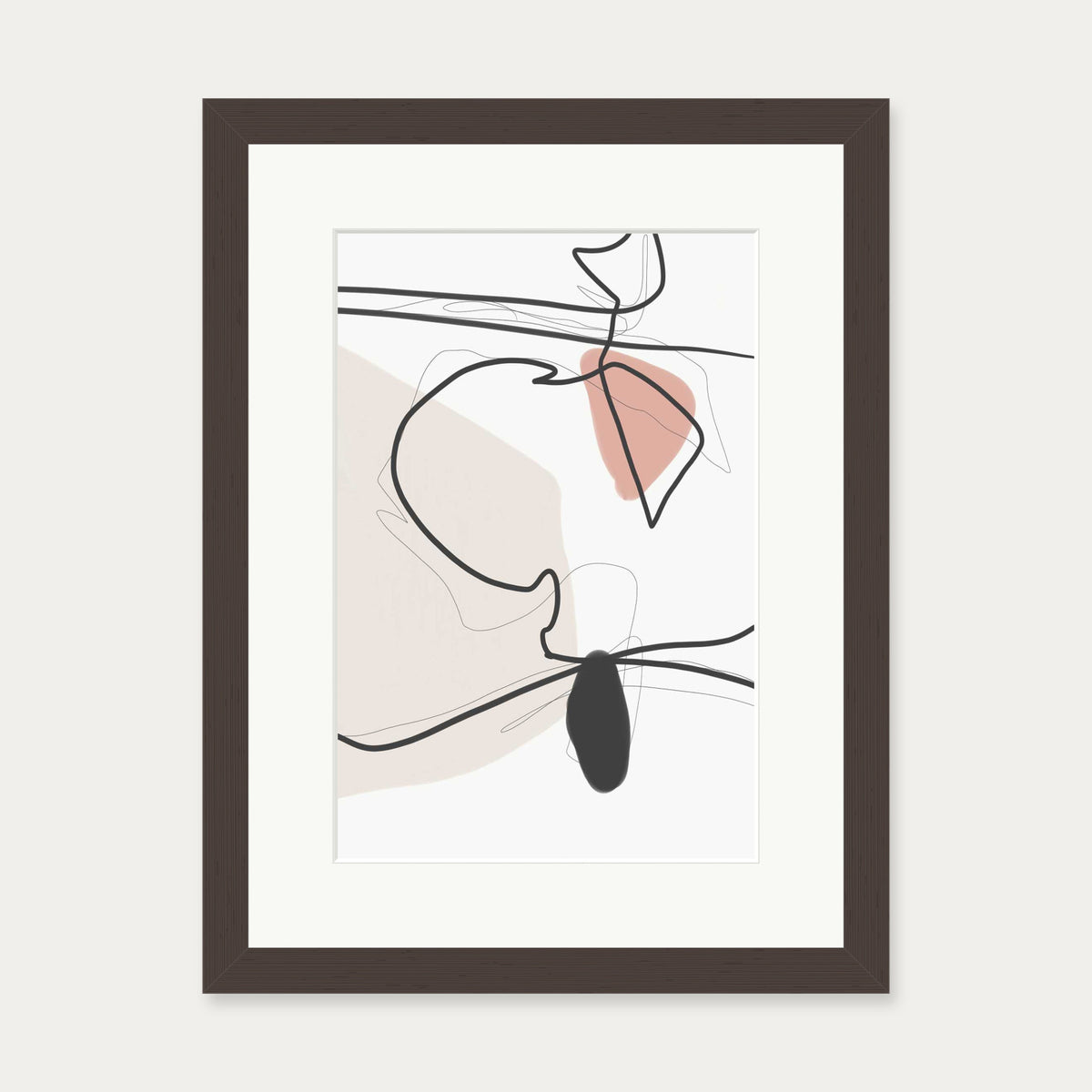 Contemporary Drawing Art Print — 30 x 40 cm — Brown Frame