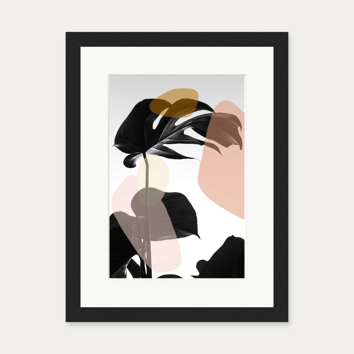 Contemporary Monstera Leaf Art Print — 30 x 40 cm — Black Frame