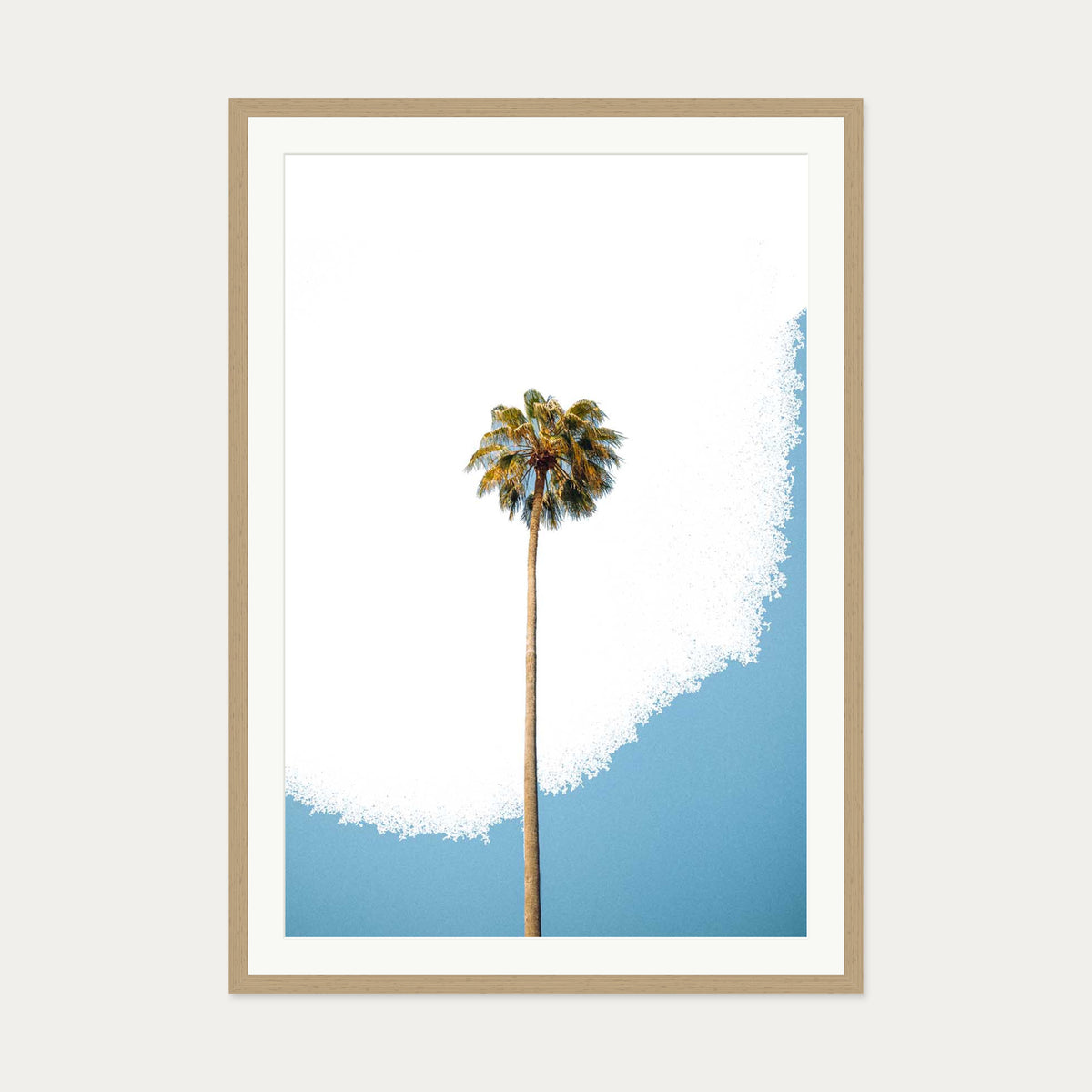 Contemporary Palm Tree Art Print — 70 x 100 cm — Oak Frame