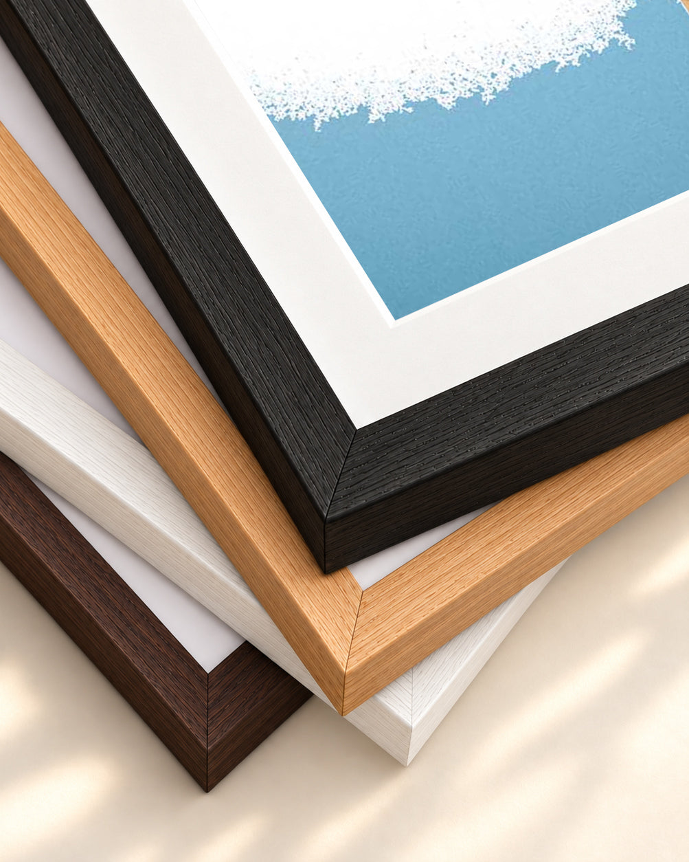 Contemporary Palm Tree Art Print — framed print corner with 5 cm mount and bevel