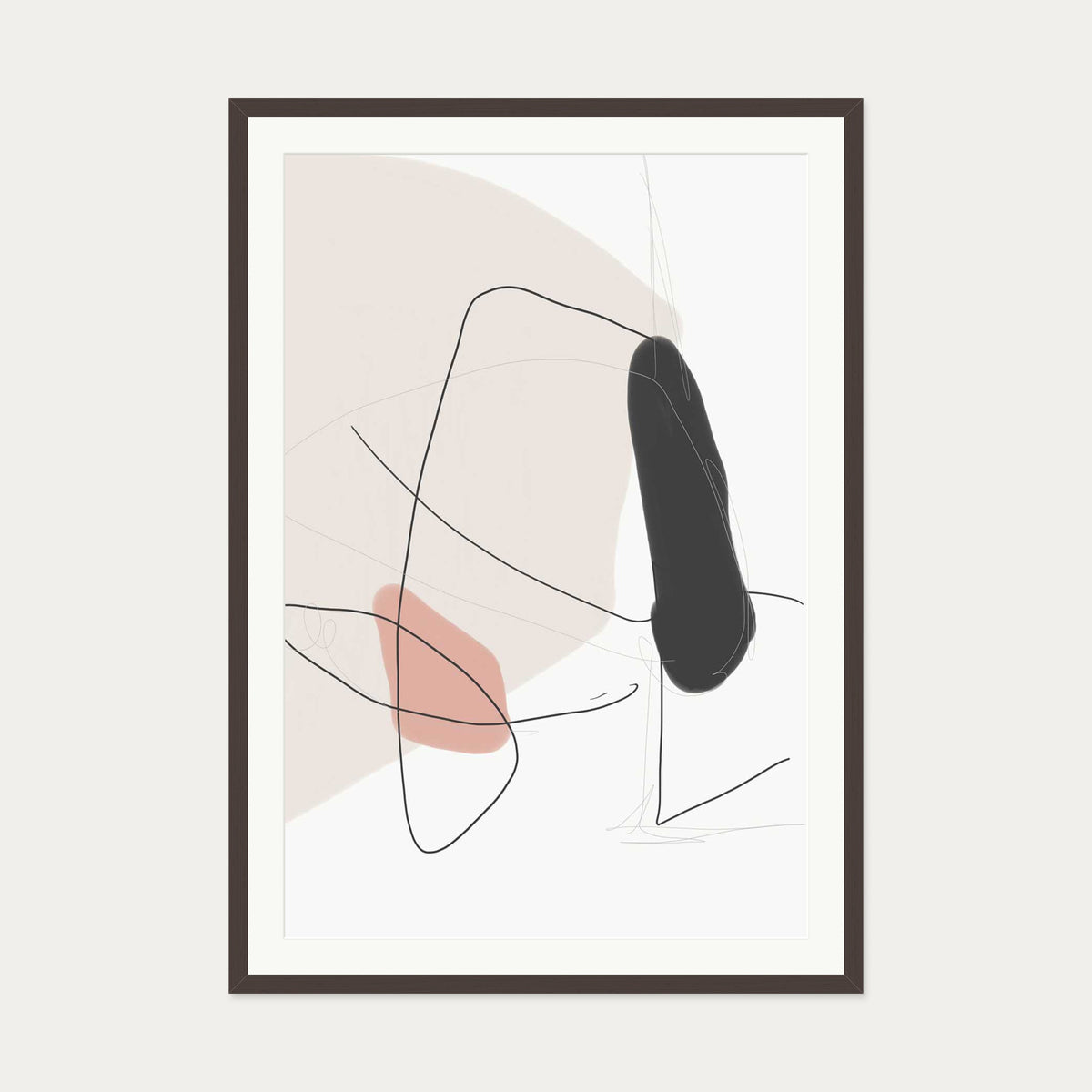 Contemporary Shapes Art Print — 70 x 100 cm — Brown Frame