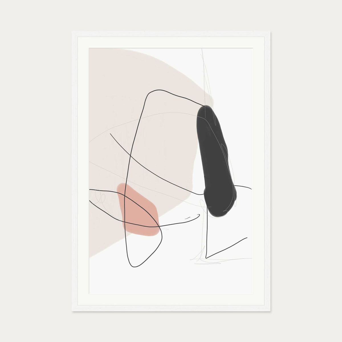 Contemporary Shapes Art Print — 70 x 100 cm — White Frame
