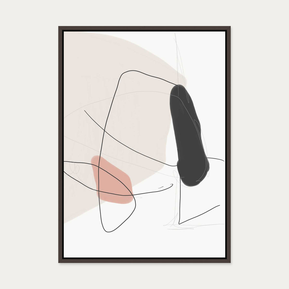 Contemporary Shapes Canvas Art — 50 x 70 cm — Brown Frame
