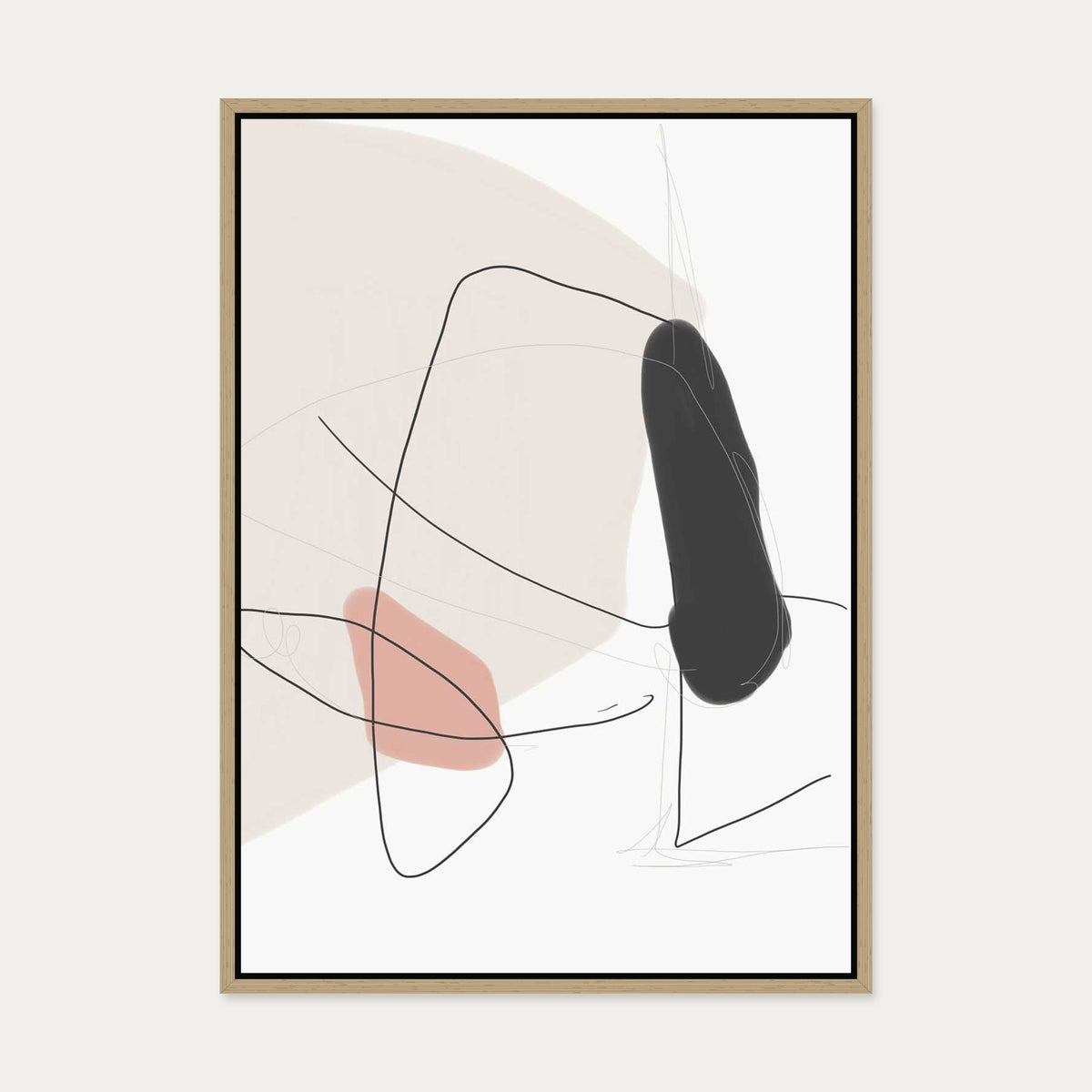 Contemporary Shapes Canvas Art — 50 x 70 cm — Oak Frame