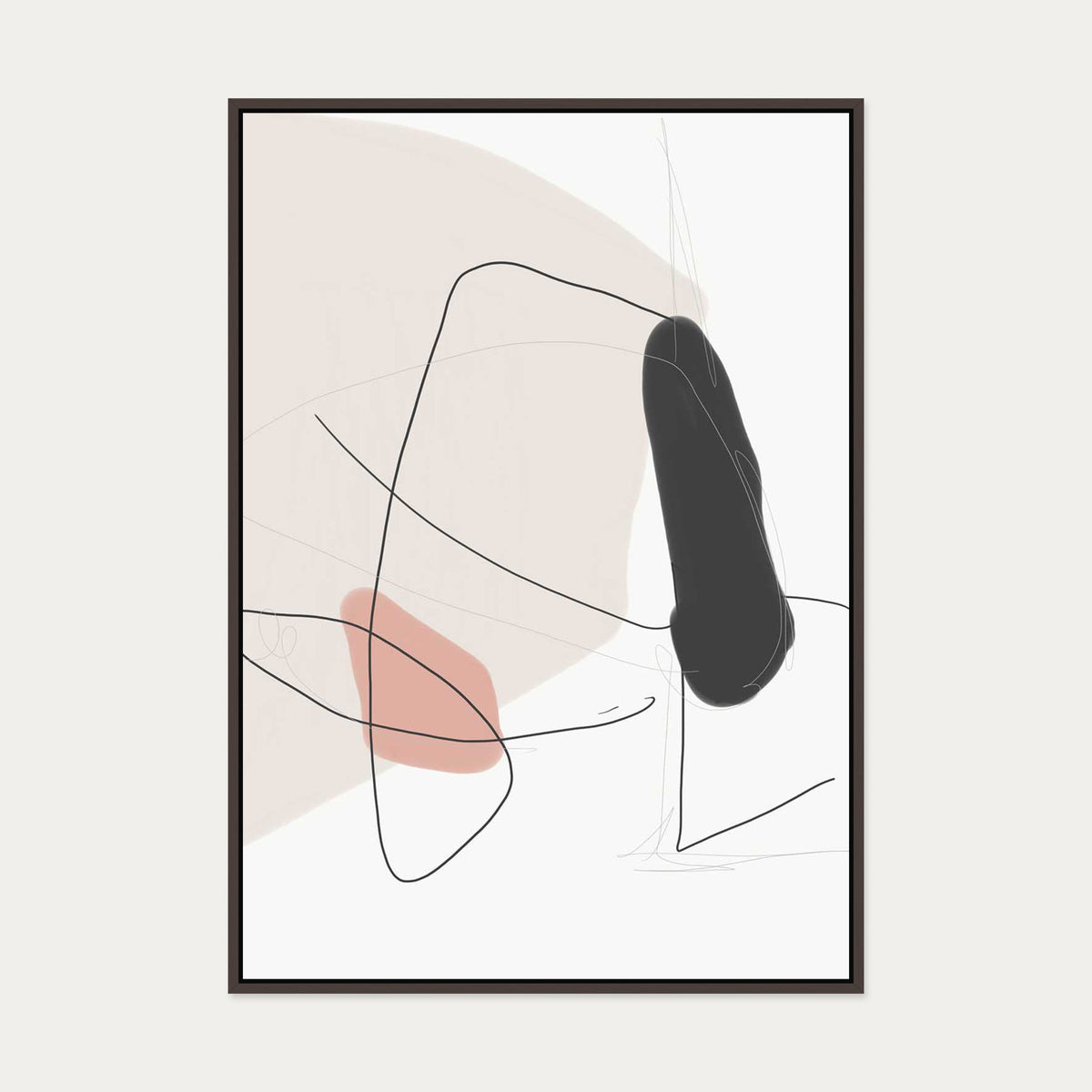 Contemporary Shapes Canvas Art — 70 x 100 cm — Brown Frame
