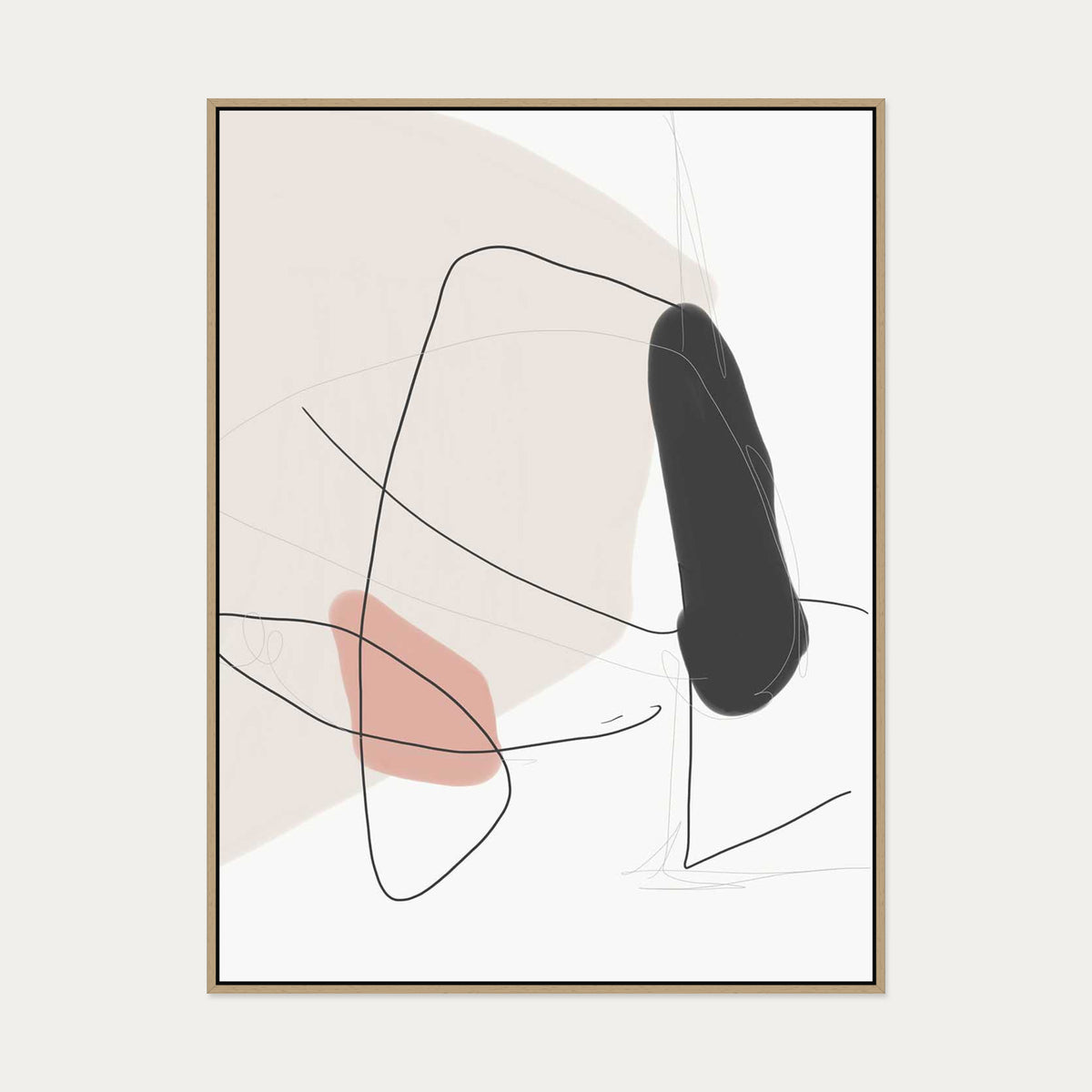 Contemporary Shapes Canvas Art — 90 x 120 cm — Oak Frame