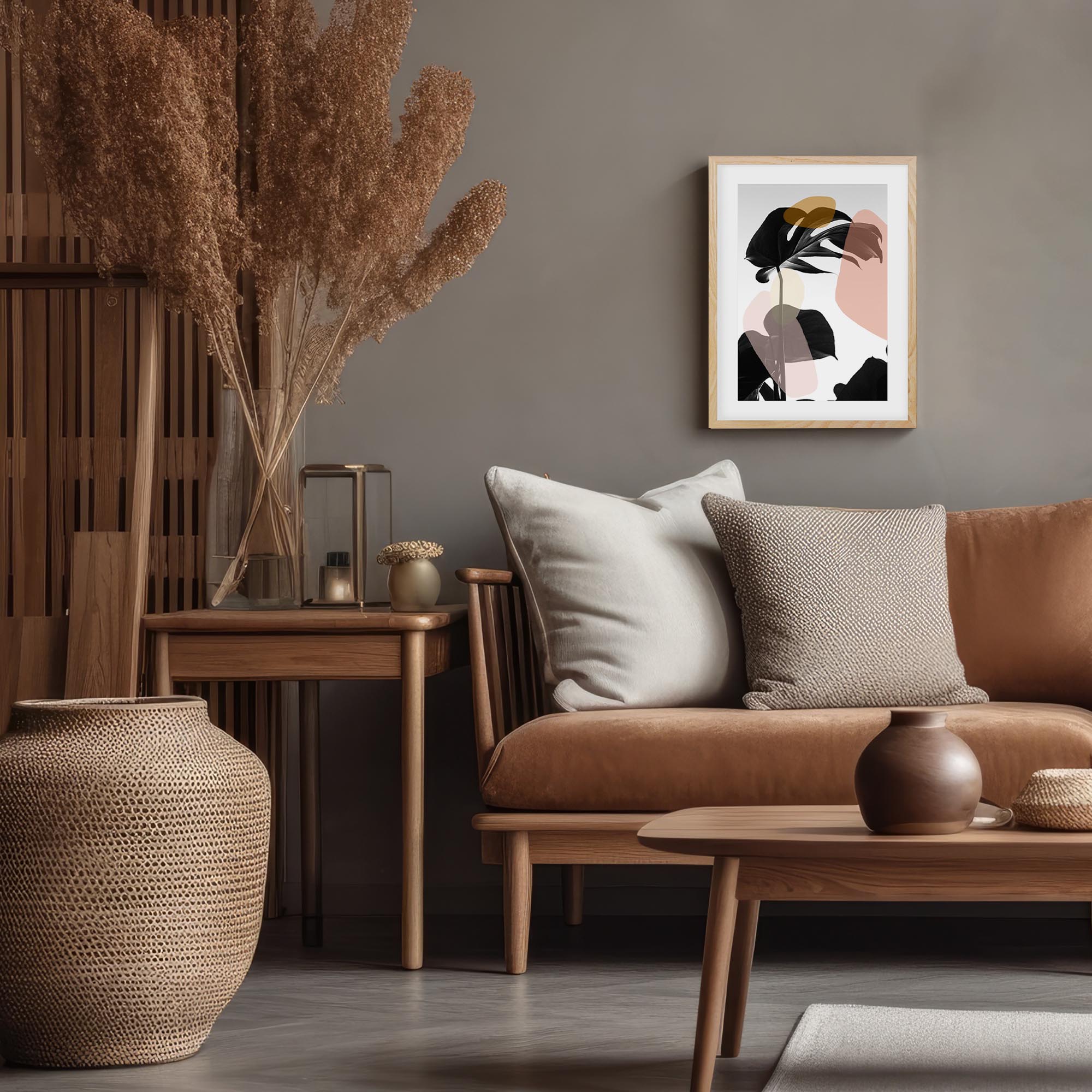 Contemporary Monstera Leaf Framed Art