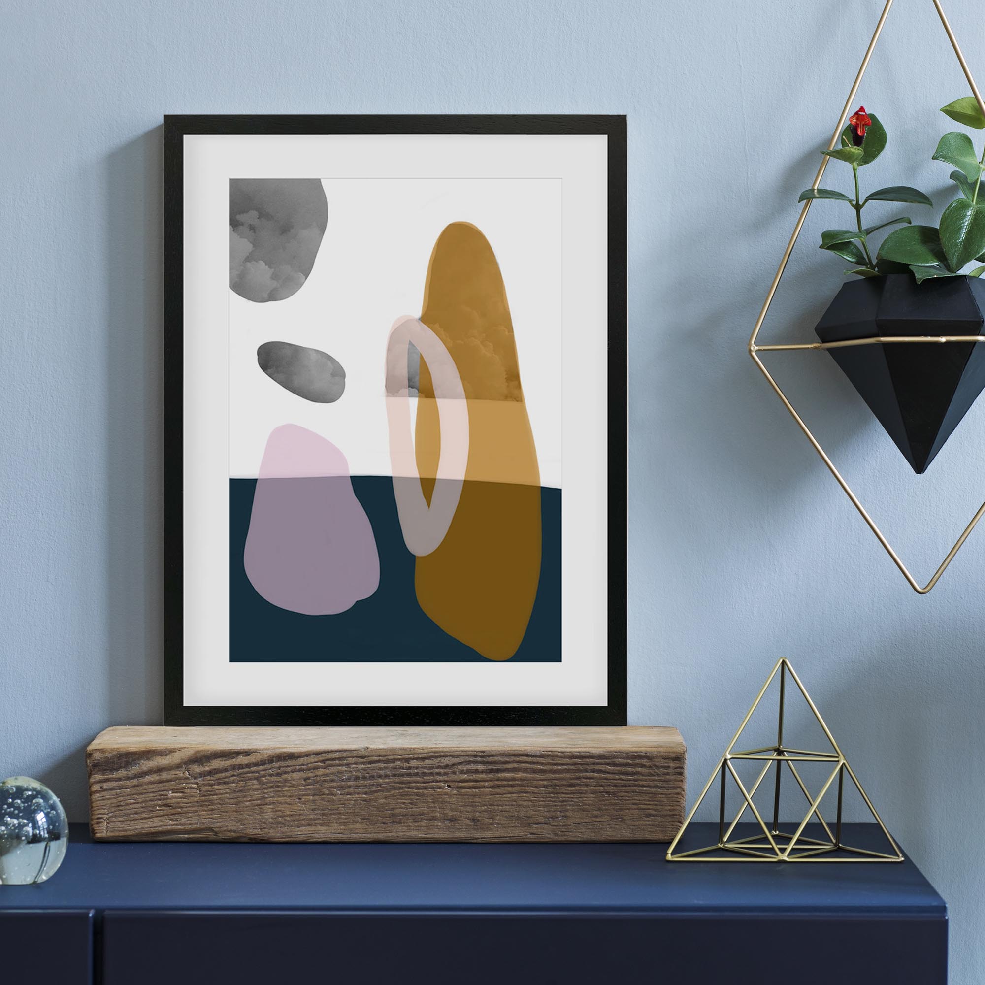 Modern Shapes Collage Framed Art