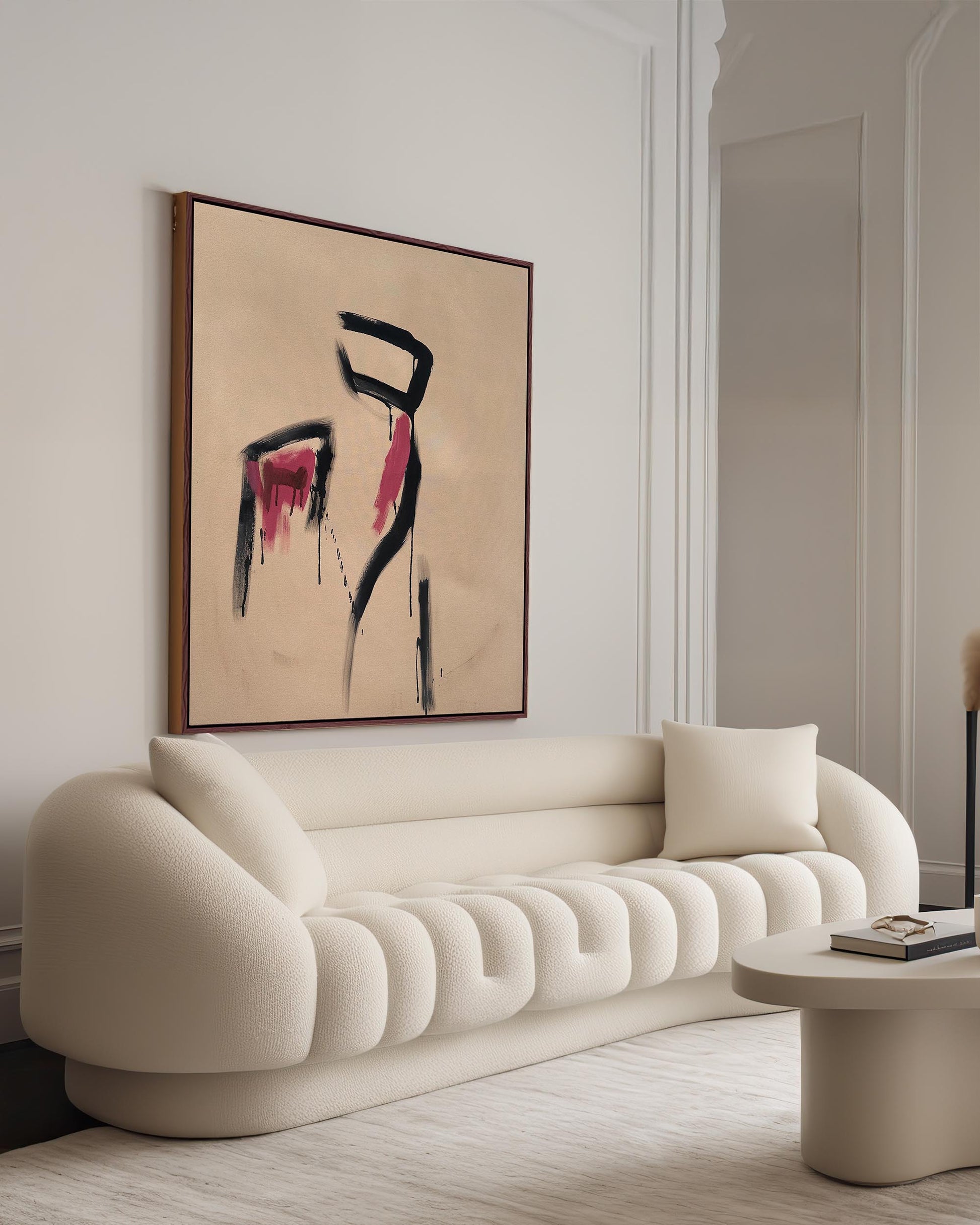 large original abstract contemporary painting in luxury modern living room