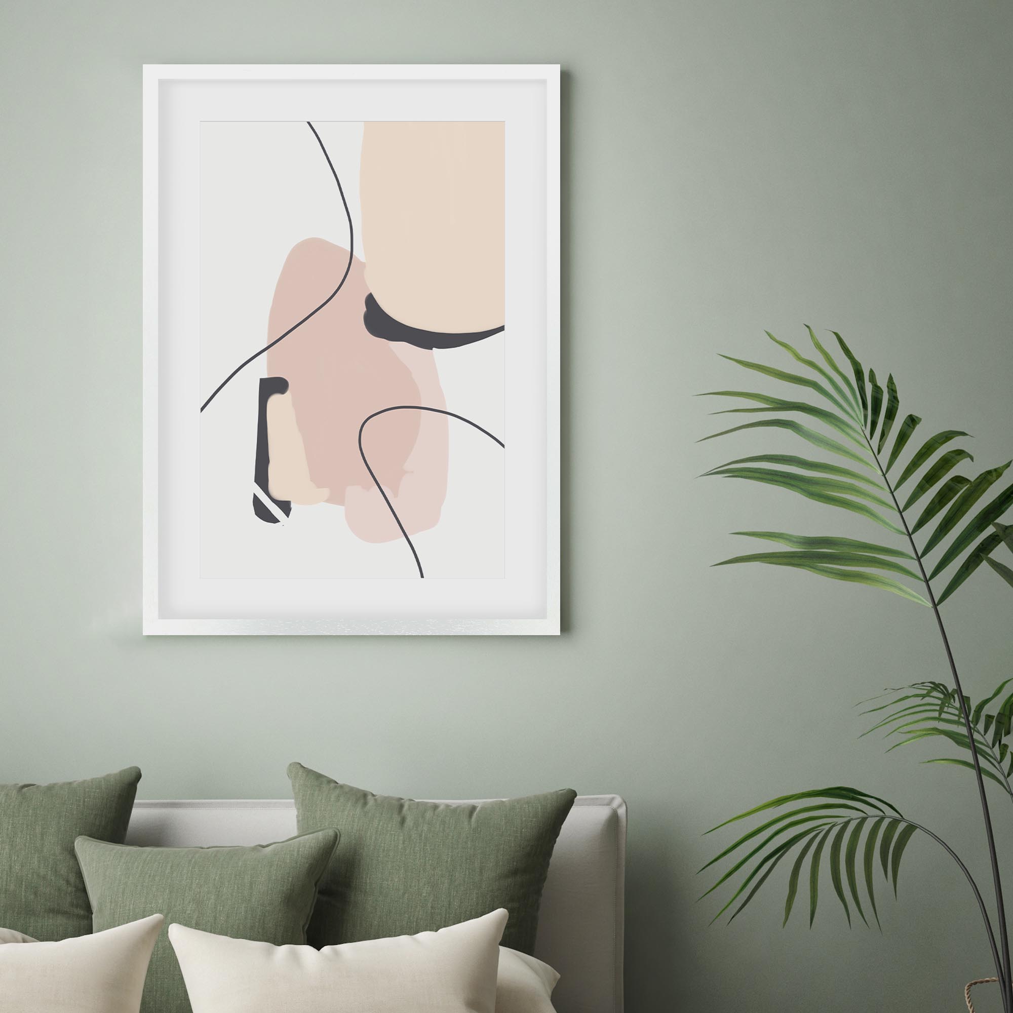 Beige Contemporary Framed Art