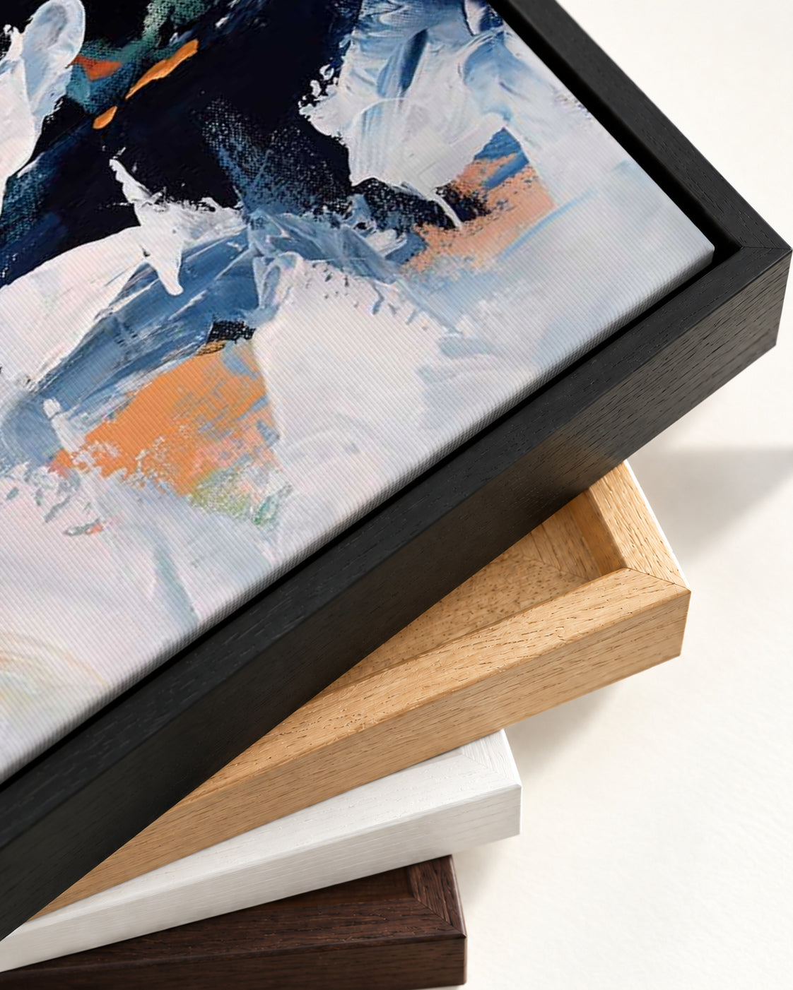 Abstract 155 Canvas Art — framed canvas corner and wrapped canvas detail