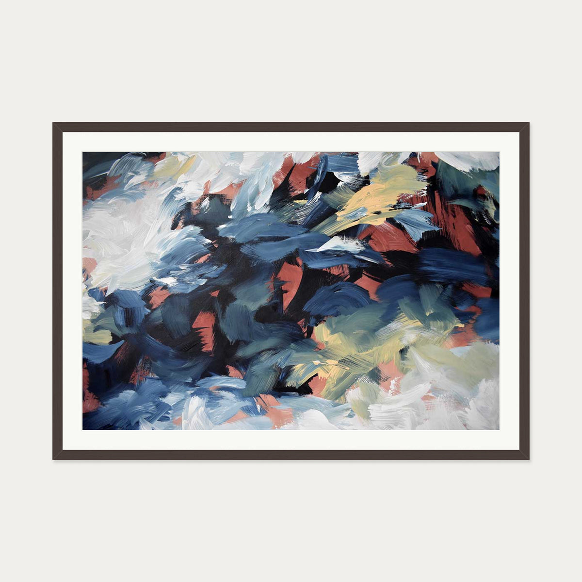 Abstract 464 Art Print — 70 x 100 cm — Brown Frame