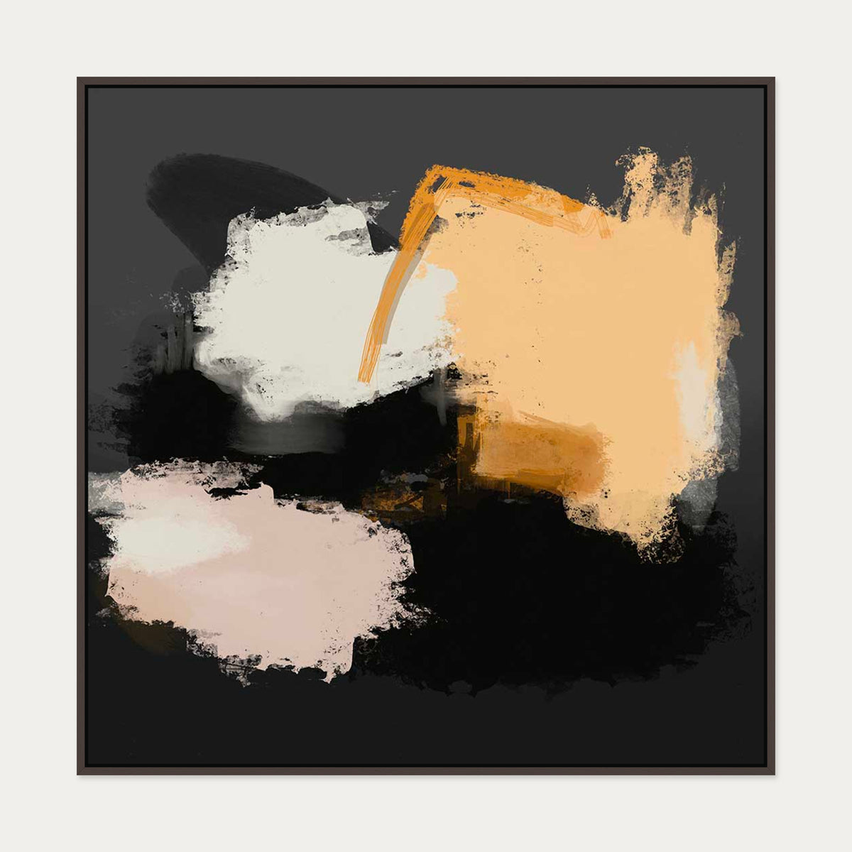 Coral Wash Canvas Art — 100 x 100 cm — Brown Frame