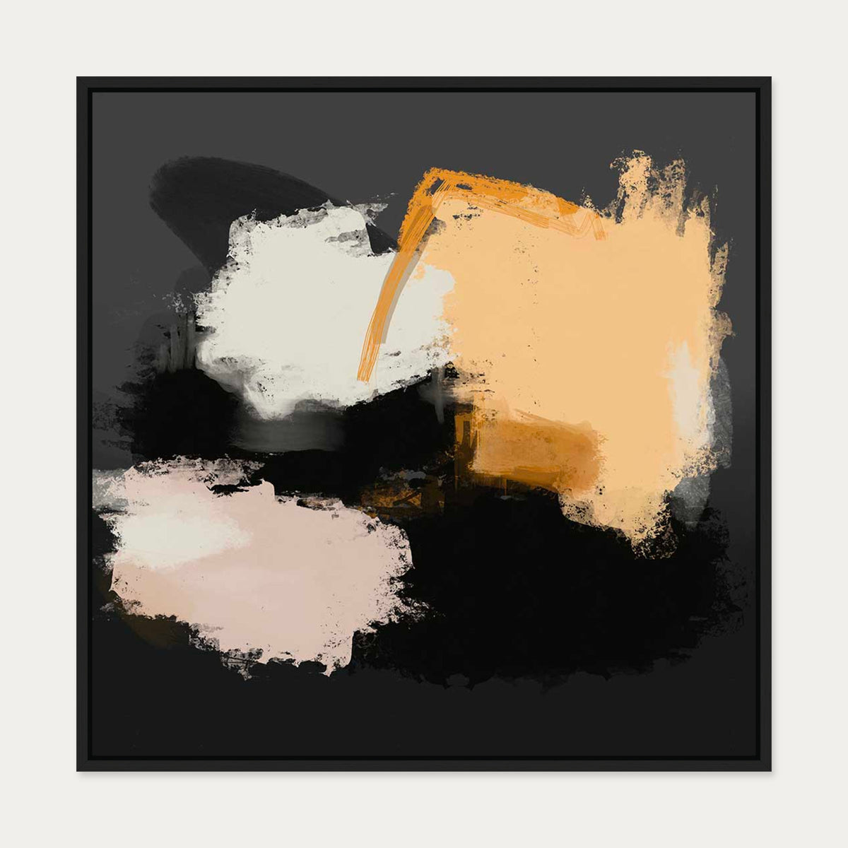 Coral Wash Canvas Art — 70 x 70 cm — Black Frame