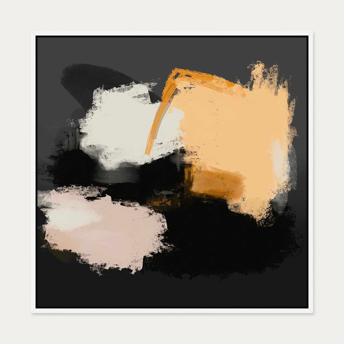 Coral Wash Canvas Art — 70 x 70 cm — White Frame