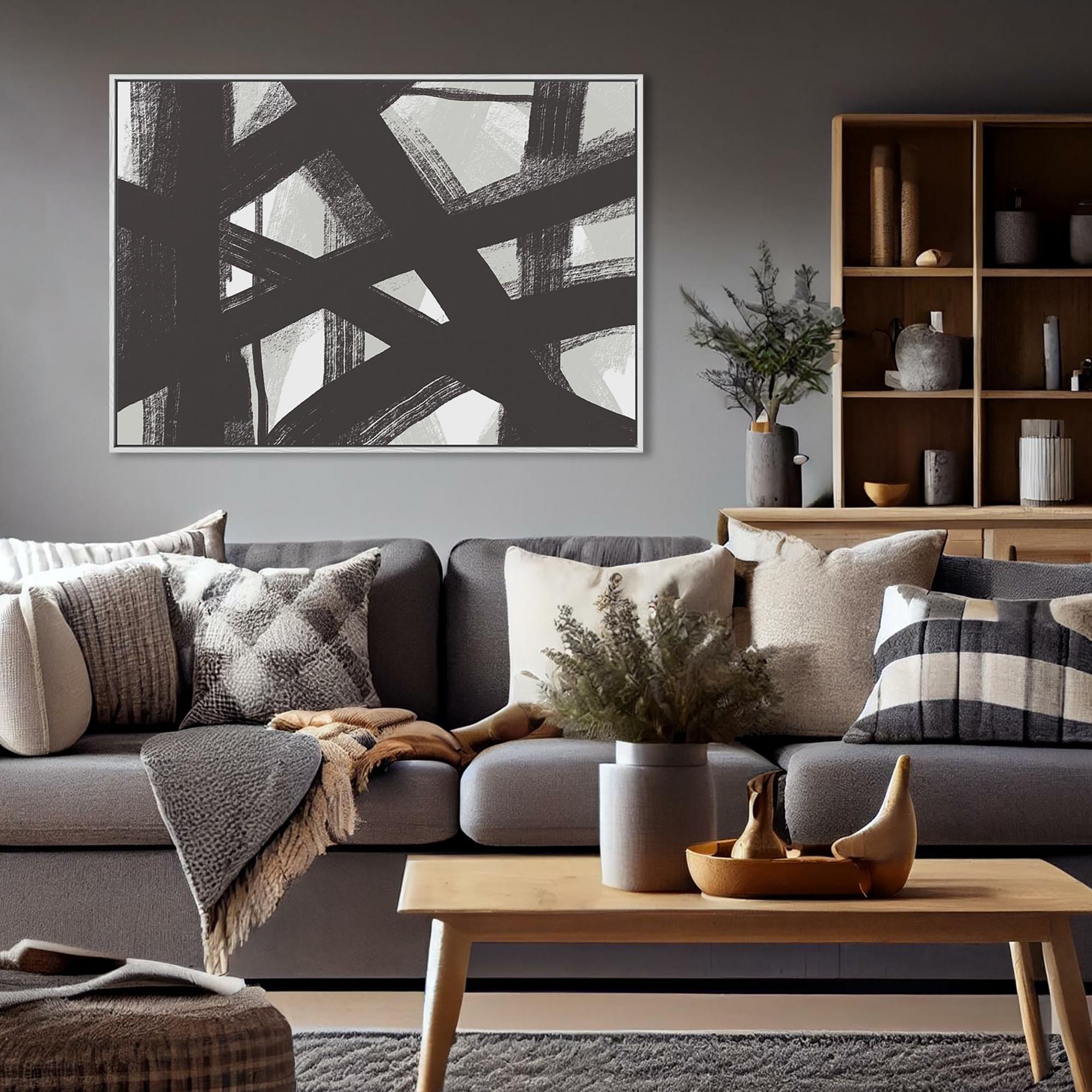 Brave Line Marks Framed Canvas Print-Abstract House