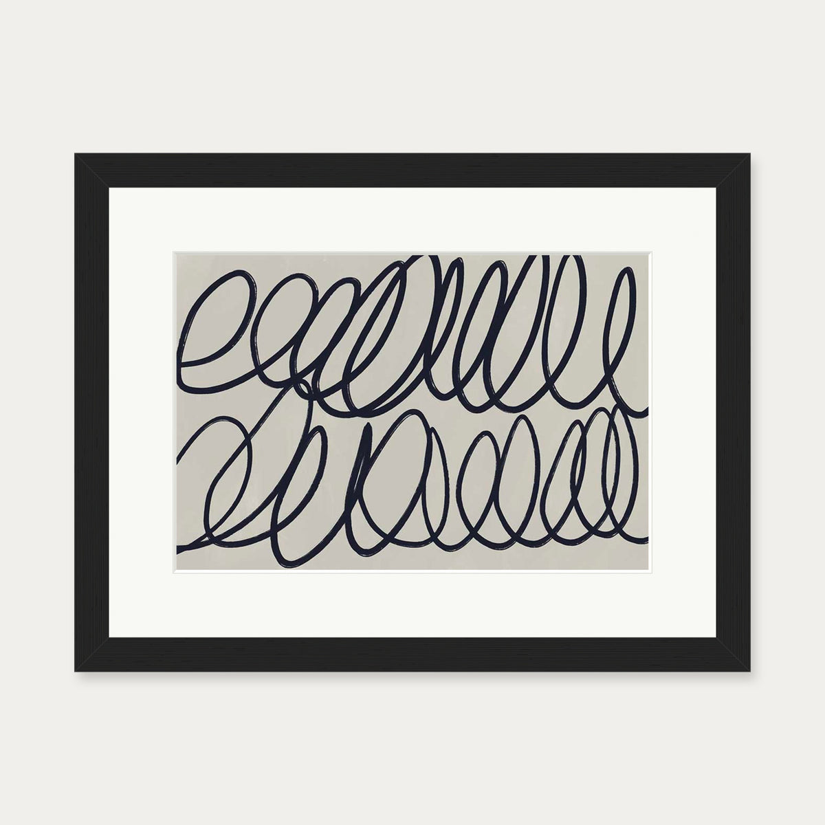 Curved Black Lines Art Print — 30 x 40 cm — Black Frame