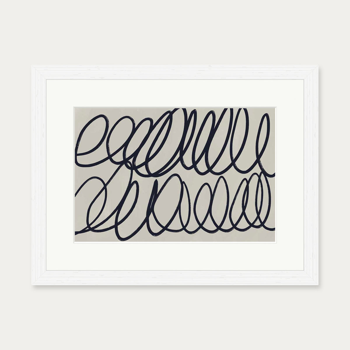 Curved Black Lines Art Print — 30 x 40 cm — White Frame