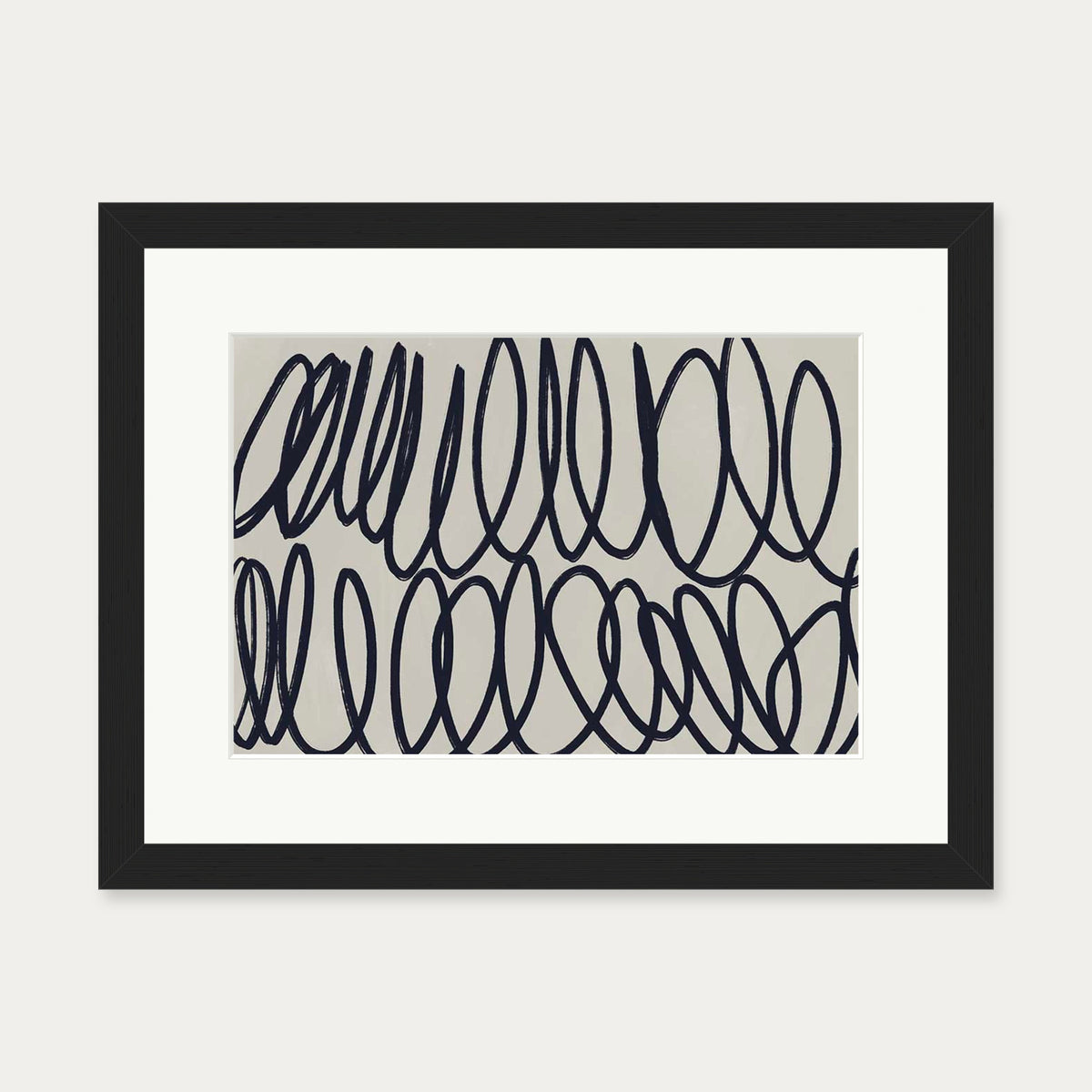 Curved Black Lines II Art Print — 30 x 40 cm — Black Frame