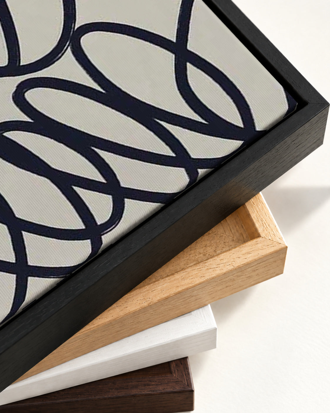 Curved Black Lines II Canvas Art — framed canvas corner and wrapped canvas detail