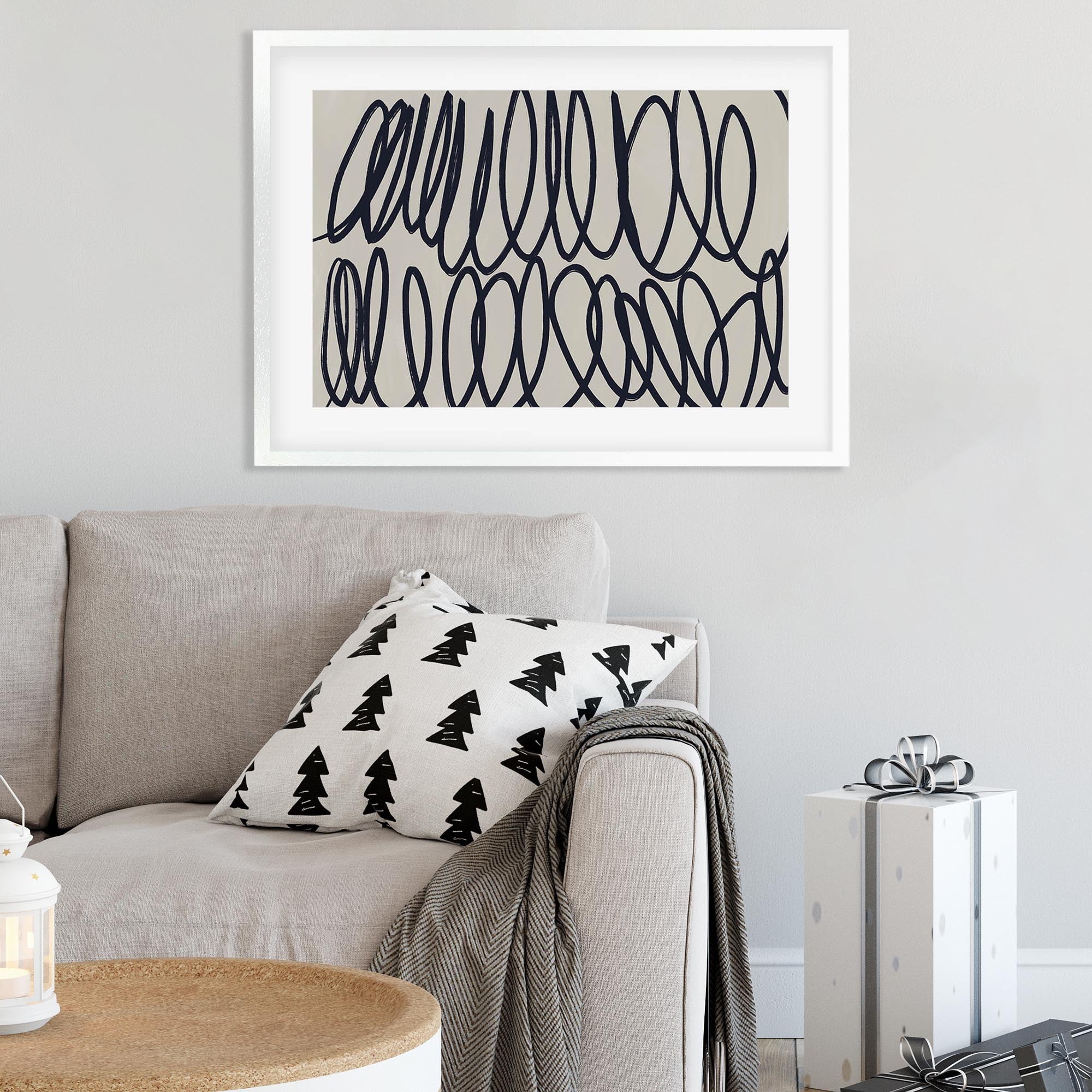 Curved Black Lines II Framed Art