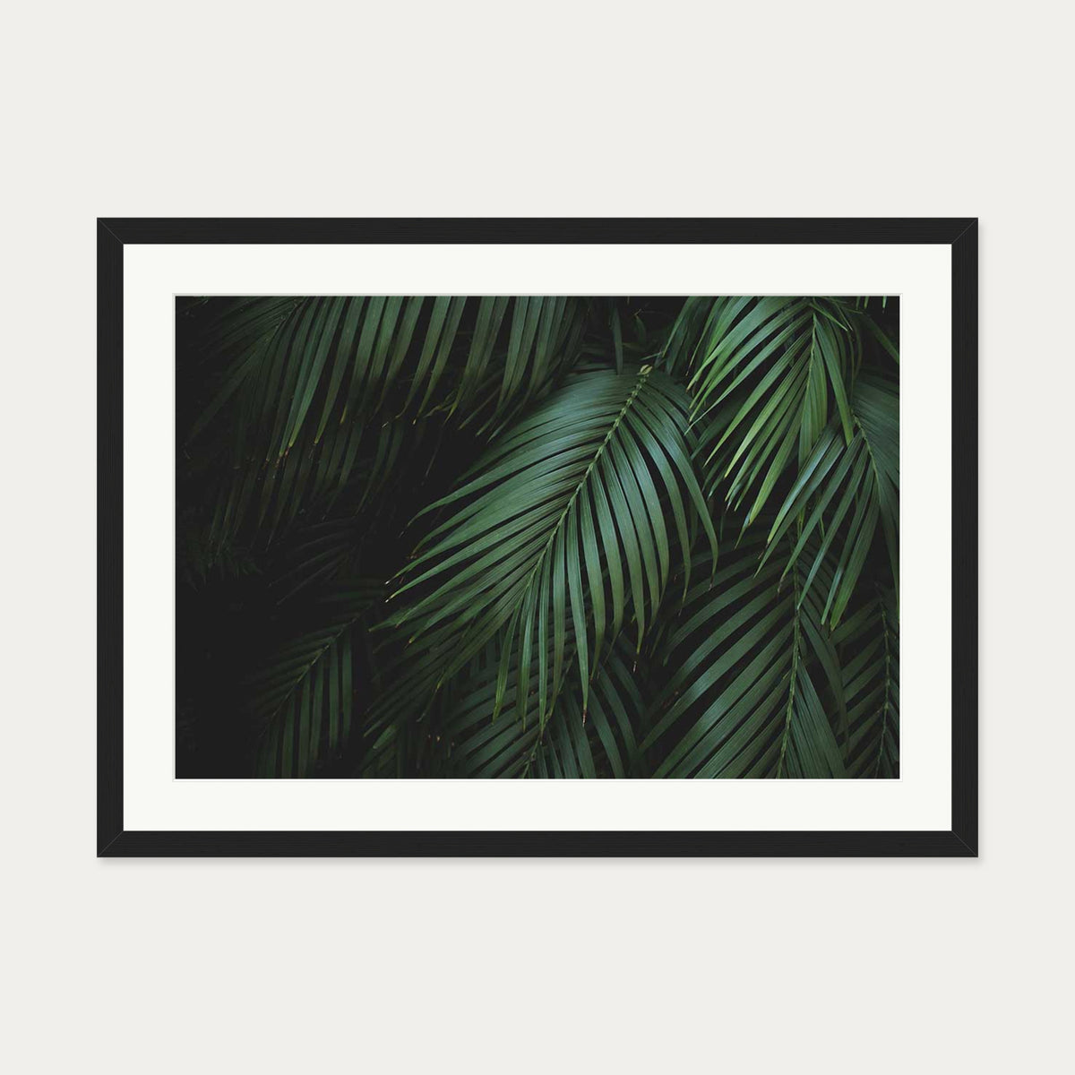 Dark Green Botanical Wall Art Print — 50 x 70 cm — Black Frame
