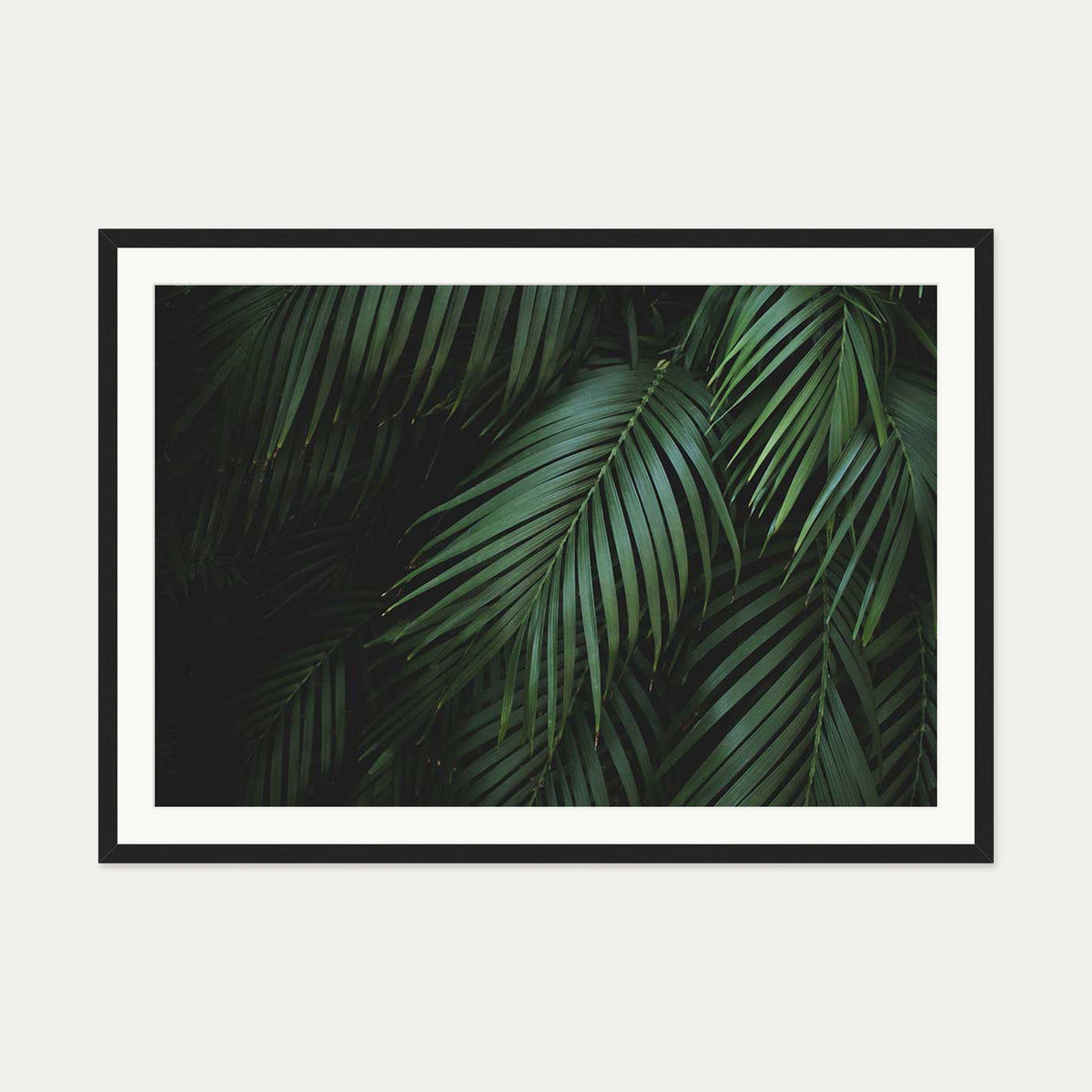 Dark Green Botanical Wall Art Print — 70 x 100 cm — Black Frame
