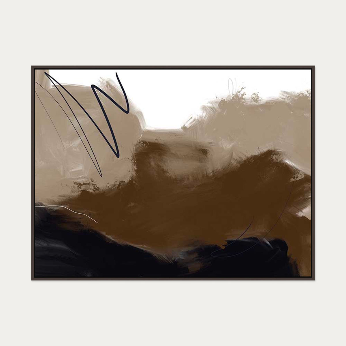 Dark Matter Canvas Art — 90 x 120 cm — Brown Frame