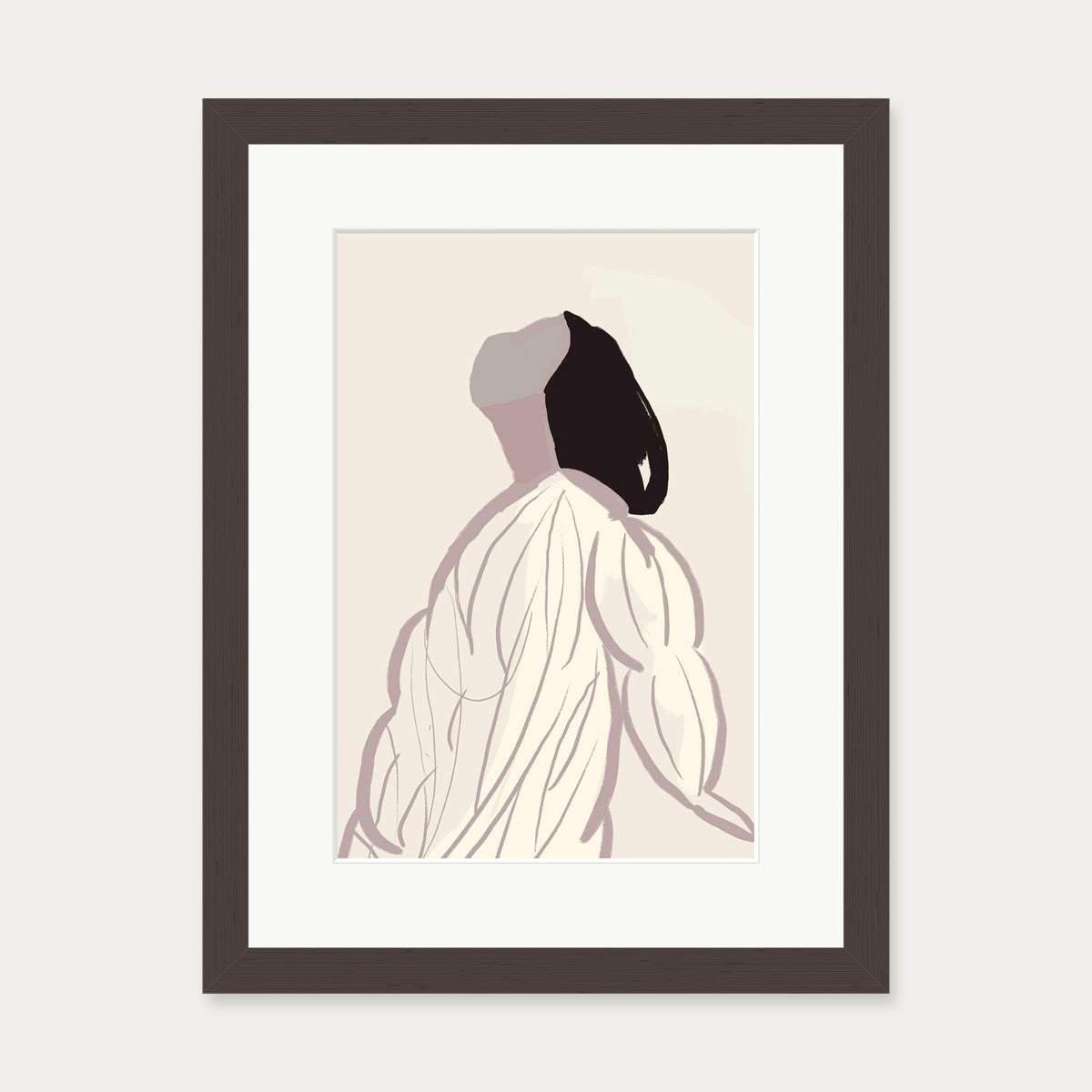 Daydreaming Girl Art Print — 30 x 40 cm — Brown Frame