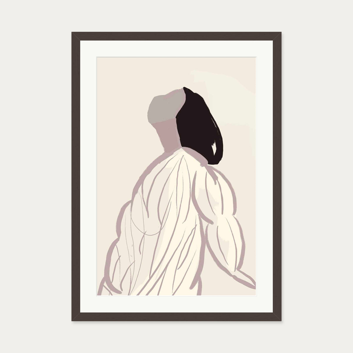 Daydreaming Girl Art Print — 50 x 70 cm — Brown Frame