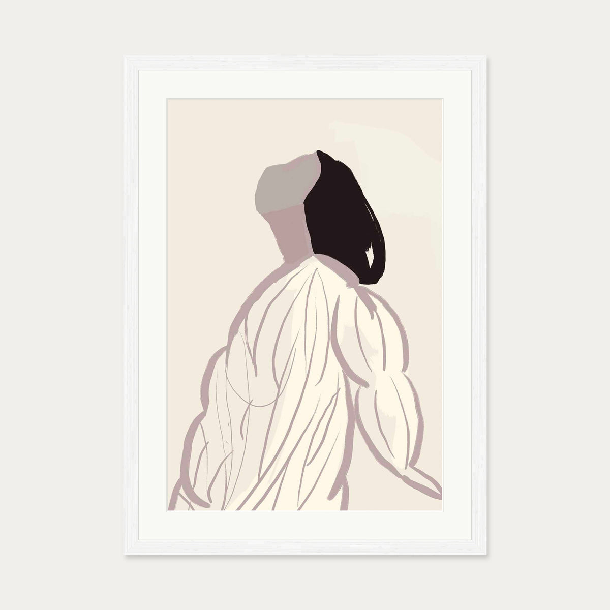 Daydreaming Girl Art Print — 50 x 70 cm — White Frame