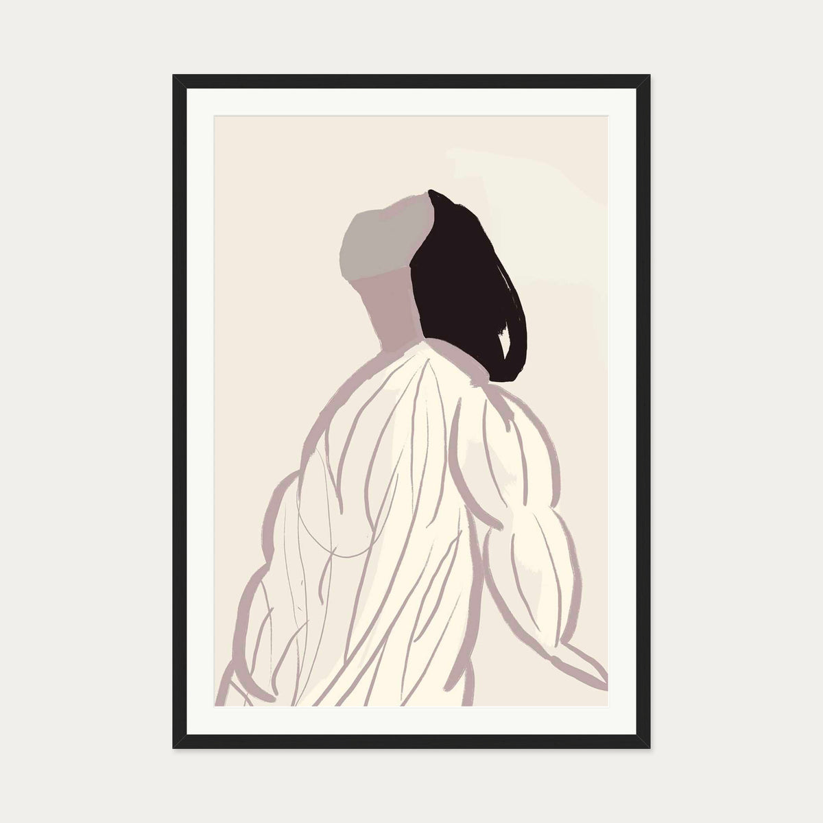Daydreaming Girl Art Print — 70 x 100 cm — Black Frame