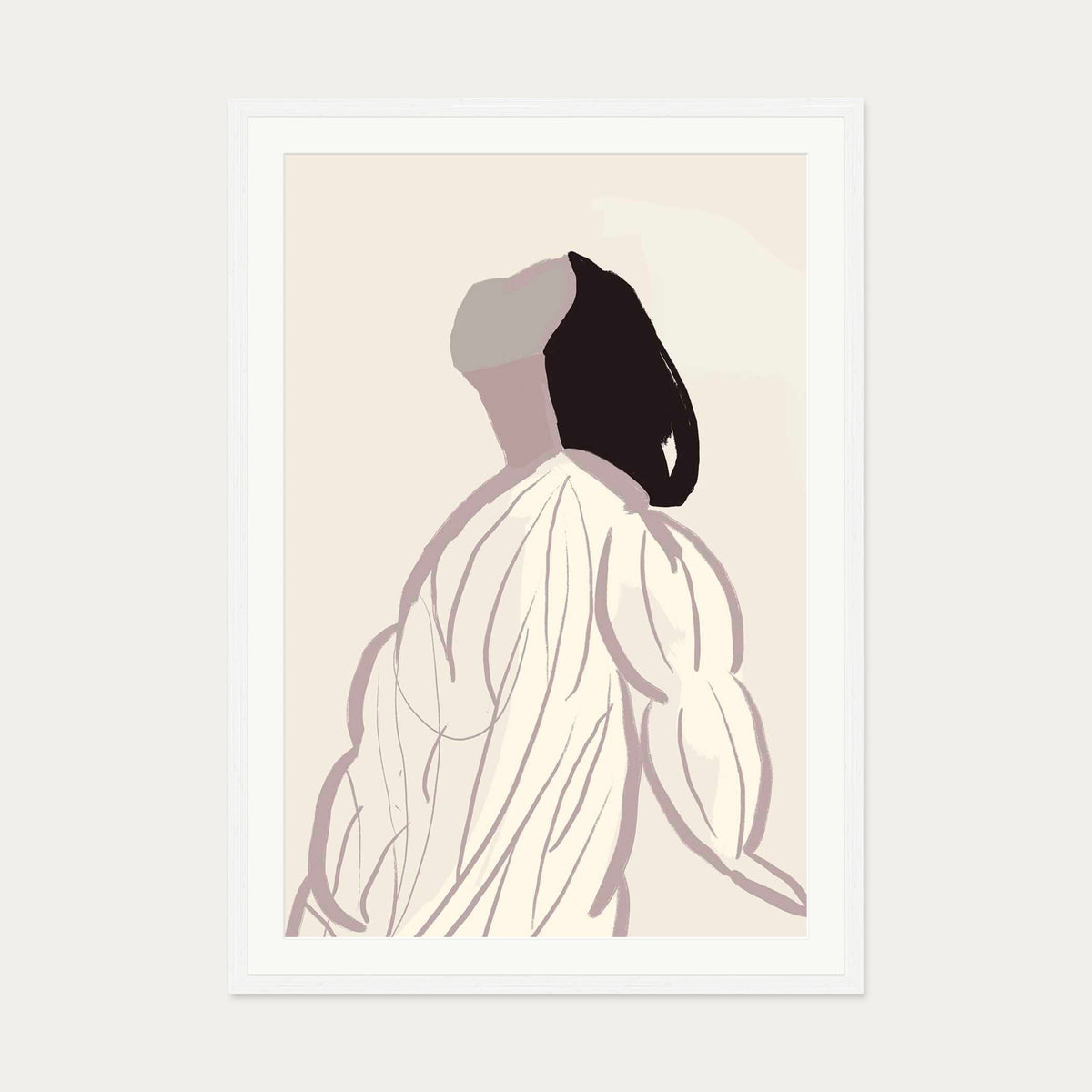 Daydreaming Girl Art Print — 70 x 100 cm — White Frame