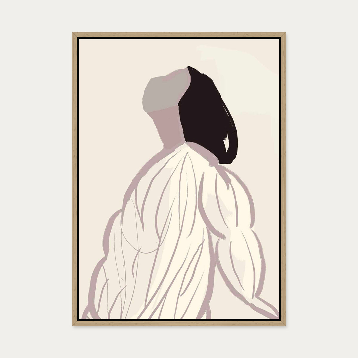 Daydreaming Girl Canvas Art Print — 50 x 70 cm — Oak Frame