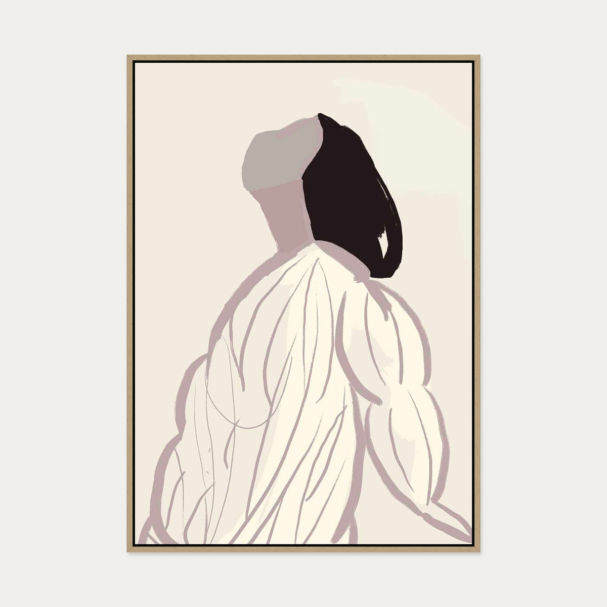 Daydreaming Girl Canvas Art Print — 70 x 100 cm — Oak Frame